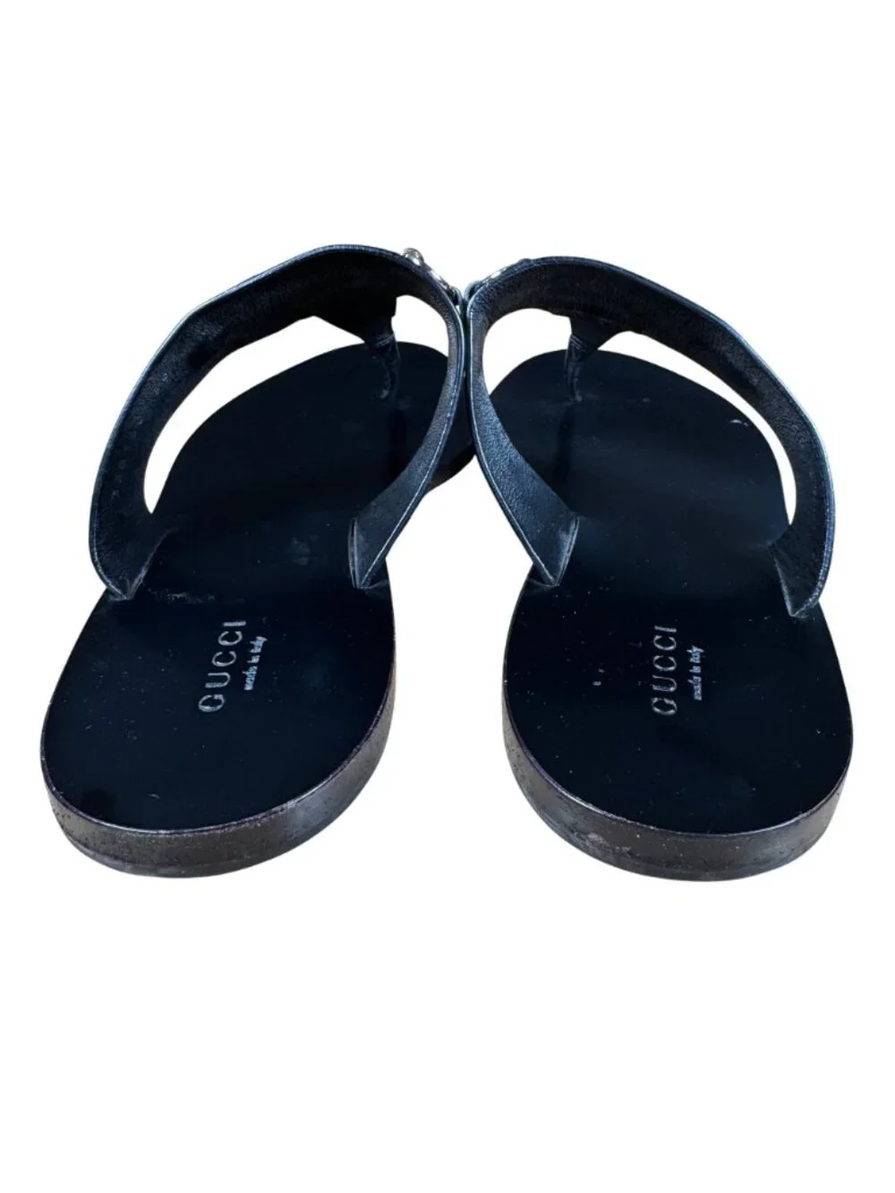 Gucci Horsebit Thong Sandals Black Leather Flip Flop Size EU 39 US 9
